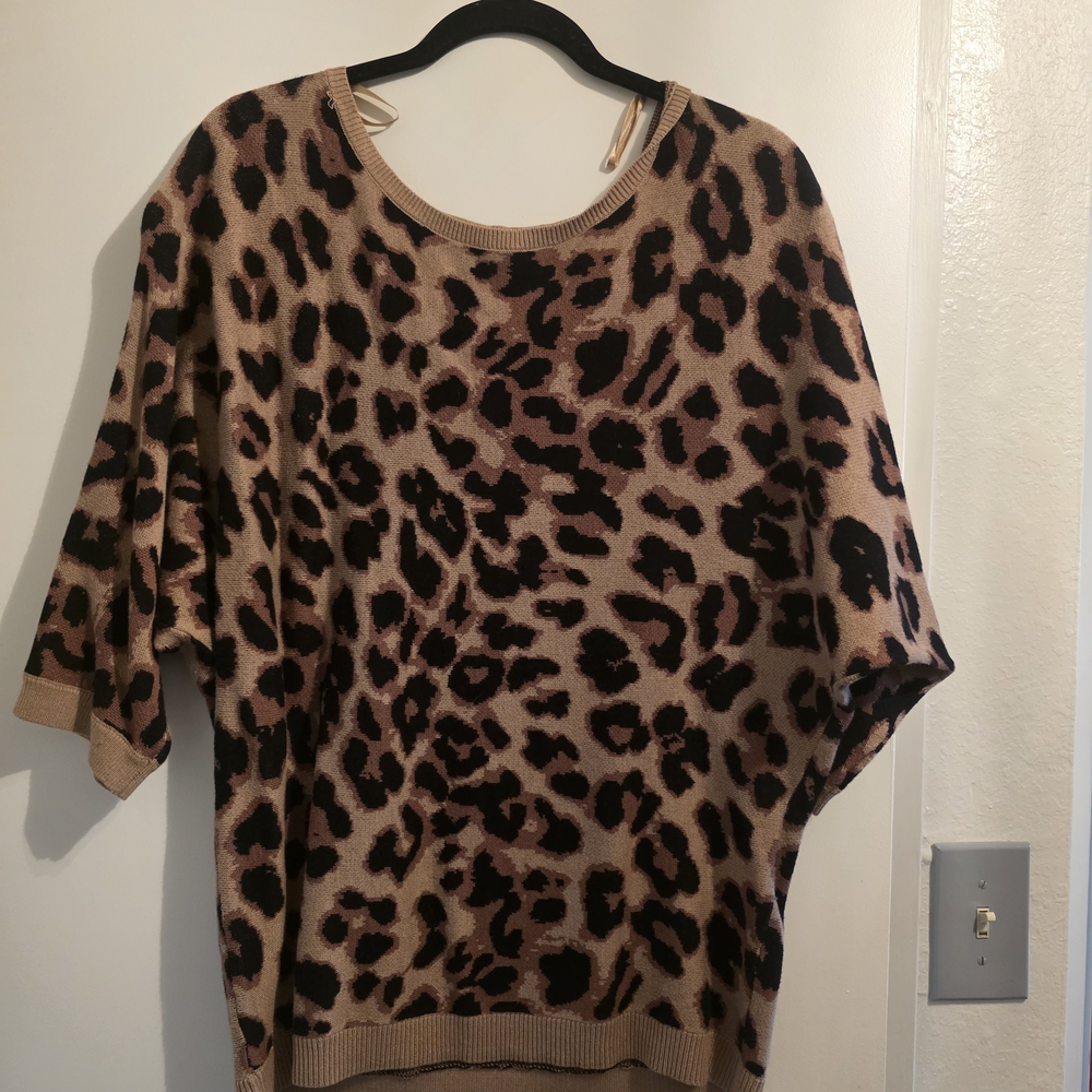 New York & Company Leopard Print Sweater - Tan and Black